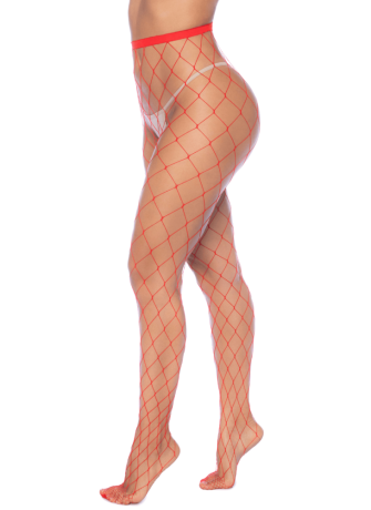 Collant large maille rouge - MAL1106RED